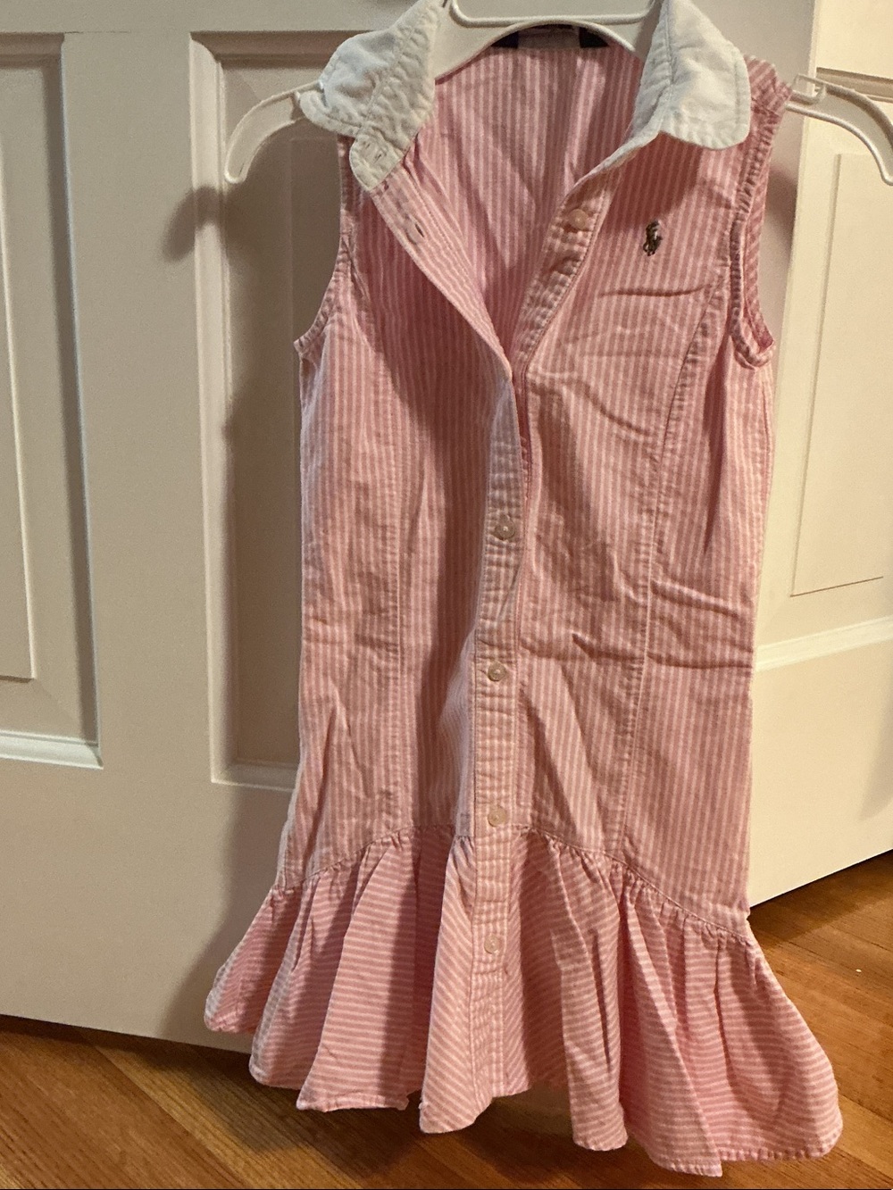 Ralph Lauren Pink & White Striped Sleeveless Polo Dress